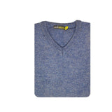 100% Shetland Ragg Wool V Neck Knit Jumper Pullover Mens Sweater Knitted - Sky