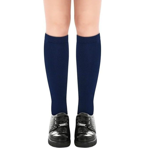 1x Pair School Uniform Knee High Socks Cotton Rich Girls Boys Kids - Navy - 6-11 (12+ Years Old)
