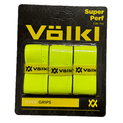 Volkl Super Perf Over Grip Neon Yellow Overgrip Tennis Squash Badminton - 3 Pack