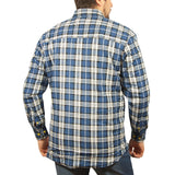 Jacksmith Quilted Flannelette Shirt Mens Jacket 100% Cotton Padded Warm Winter Flannel - Navy/Light Blue - L