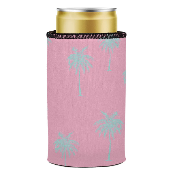 Palm Trees Aqua Pink Stubby Cooler - Standard