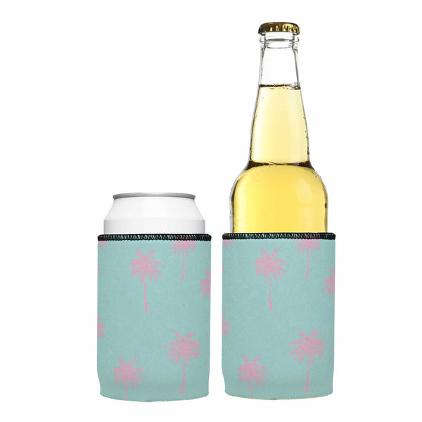 Palm Trees Pink Aqua Stubby Cooler 2-Pack - Standard