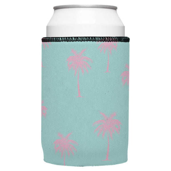 Palm Trees Pink Aqua Stubby Cooler - Standard