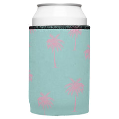 Palm Trees Pink Aqua Stubby Cooler - Standard