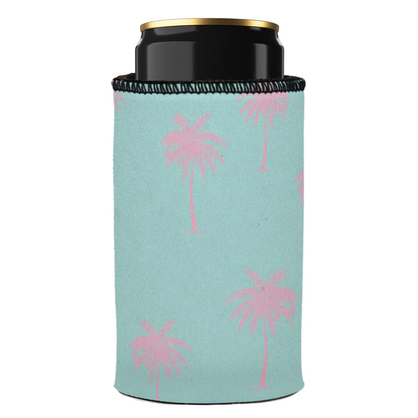 Palm Trees Pink Aqua Stubby Cooler - Standard