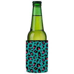 Teal Leopard Pattern Stubby Cooler - Standard