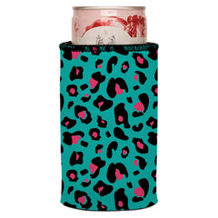 Teal Leopard Pattern Stubby Cooler - Standard