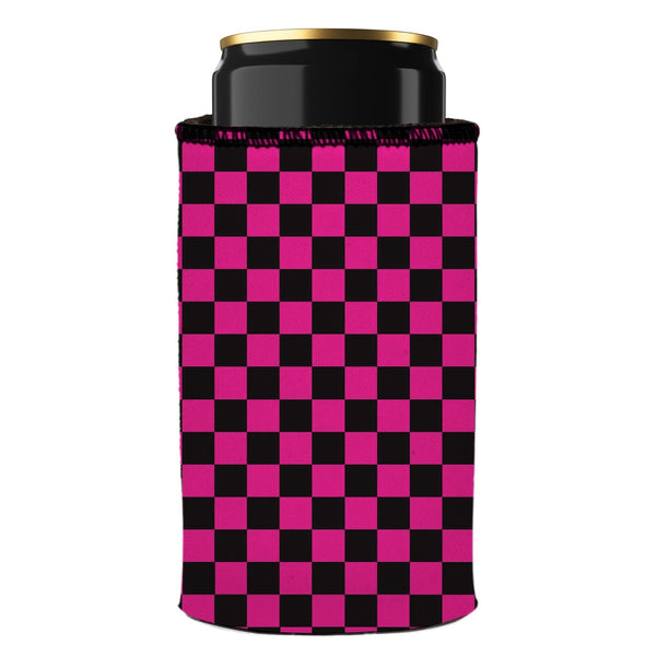 Pink Checkerboard Stubby Cooler 2-Pack - Standard