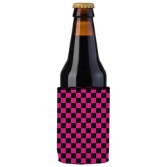 Pink Checkerboard Stubby Cooler - Standard