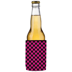 Pink Checkerboard Stubby Cooler - Standard