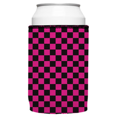 Pink Checkerboard Stubby Cooler - Standard