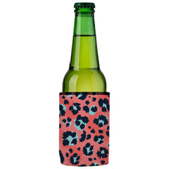 Coral Leopard Print Stubby Cooler - Standard