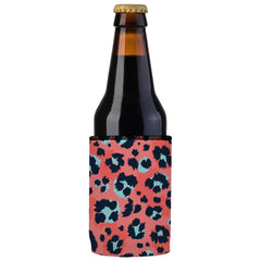 Coral Leopard Print Stubby Cooler - Standard
