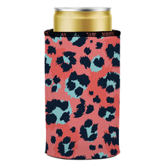 Coral Leopard Print Stubby Cooler - Standard