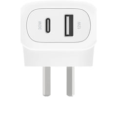 Belkin Dual PD Wall Charger with PPS - 42W Fast Charging for iPhone & Android, 1x USB-C (30W) & 1x USB-A (12W) - White
