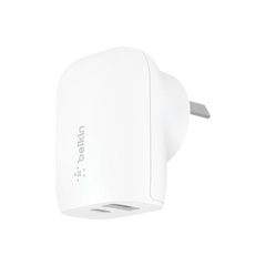 Belkin Dual PD Wall Charger with PPS - 42W Fast Charging for iPhone & Android, 1x USB-C (30W) & 1x USB-A (12W) - White
