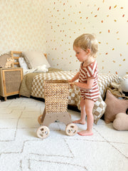 Wicker shopper trolley