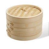 9 Inch Bamboo Steamer Set-2 Steamer Baskets With 1 Lid