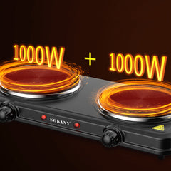 Sokany Electric Hot Plate Dual Burner for Fast & Efficient Cooking