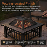 18" Square Metal Fire Pit Outdoor Heater