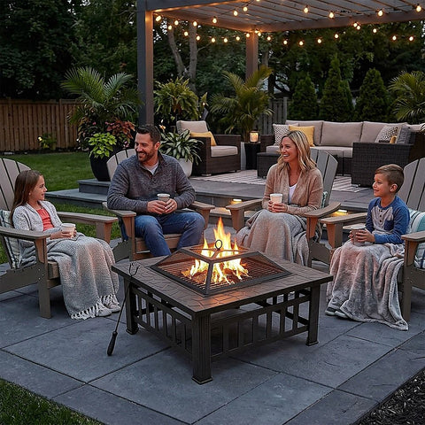 18" Square Metal Fire Pit Outdoor Heater