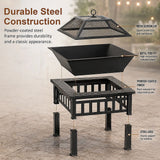 18" Square Metal Fire Pit Outdoor Heater