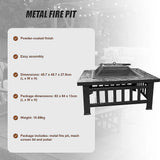 18" Square Metal Fire Pit Outdoor Heater