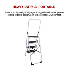 Foldable Non Slip 4 Step Steel Ladder