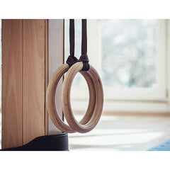 Birch Wood Gymnastic Rings with Adjustable Straps – Strength & Calisthenics Training