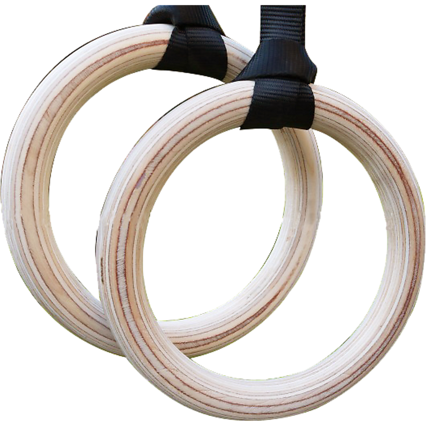 Birch Wood Gymnastic Rings with Adjustable Straps – Strength & Calisthenics Training