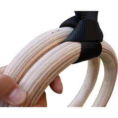 Birch Wood Gymnastic Rings with Adjustable Straps – Strength & Calisthenics Training