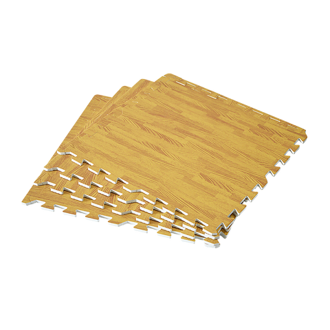 12 Tile EVA Interlocking Gym Floor Mats Wood Colour for Home Yoga