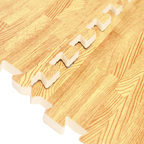 12 Tile EVA Interlocking Gym Floor Mats Wood Colour for Home Yoga