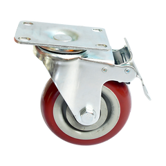 4 x 4" Heavy Duty PU Swivel Castor Wheels With Brake