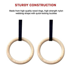 Wooden Gymnastic Rings Olympic Gym Strength Training