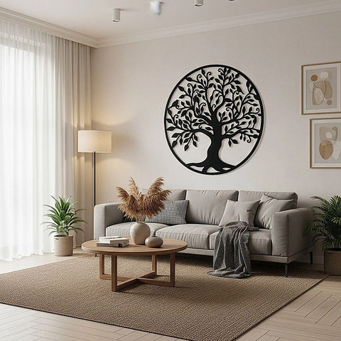Black Tree of Life Wall Art Hanging Metal Iron Sculpture Garden 99cm