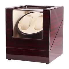 Automatic Dual Watch Winder Wood Display Box Case Motor Rotation Storage