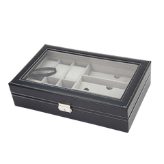 6+3 Grid Watch Sunglass Eyeglasses Display Box Case Storage Organizer PU Leather