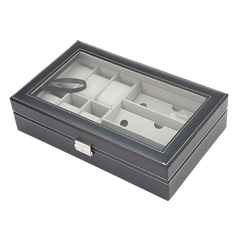 6+3 Grid Watch Sunglass Eyeglasses Display Box Case Storage Organizer PU Leather