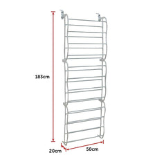 36 Pair Shoe Holder Organiser Over The Door Hanging Shelf Rack Storage Hook