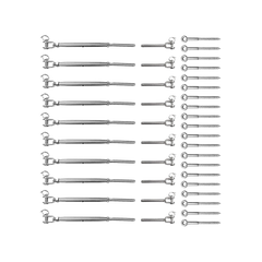 Stainless Steel Wire Rope DIY Balustrade Kit Jaw/Swage Fork Turnbuckle - 10 pack
