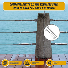 Stainless Steel Wire Rope DIY Balustrade Kit Jaw/Swage Fork Turnbuckle - 10 pack