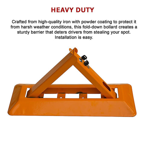 60cm Iron Fold Down Vehicle Security Parking Lock Bollard Barrier For Reserved Car Parking Protection