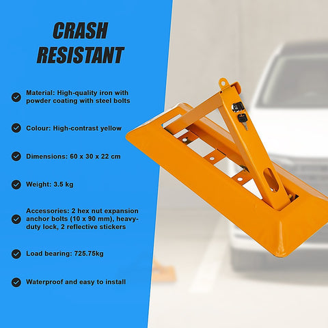 60cm Iron Fold Down Vehicle Security Parking Lock Bollard Barrier For Reserved Car Parking Protection