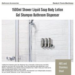 1500ml Shower Liquid Soap Body Lotion Gel Shampoo Bathroom Dispenser