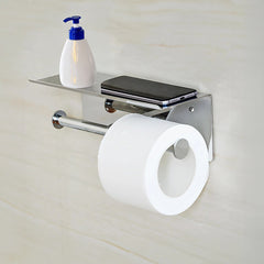 Stainless Steel Double Toilet Paper Holder Towel Roll Tissue Rack Storage Shelf
