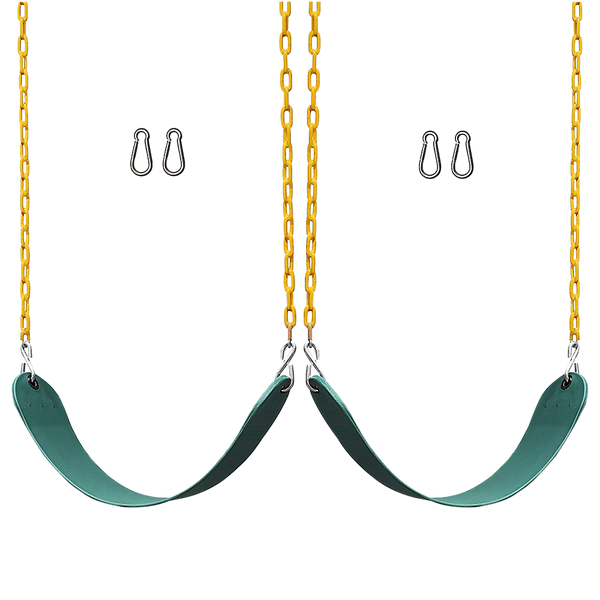 2 Pack Heavy Duty Playground Swing Seats with 66 Inch Plastic Coated Chains for Outdoor Backyard Play