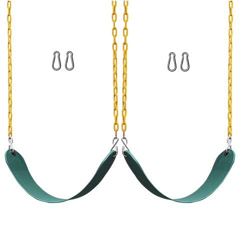 2 Pack Heavy Duty Playground Swing Seats with 66 Inch Plastic Coated Chains for Outdoor Backyard Play