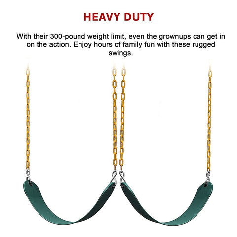 2 Pack Heavy Duty Playground Swing Seats with 66 Inch Plastic Coated Chains for Outdoor Backyard Play