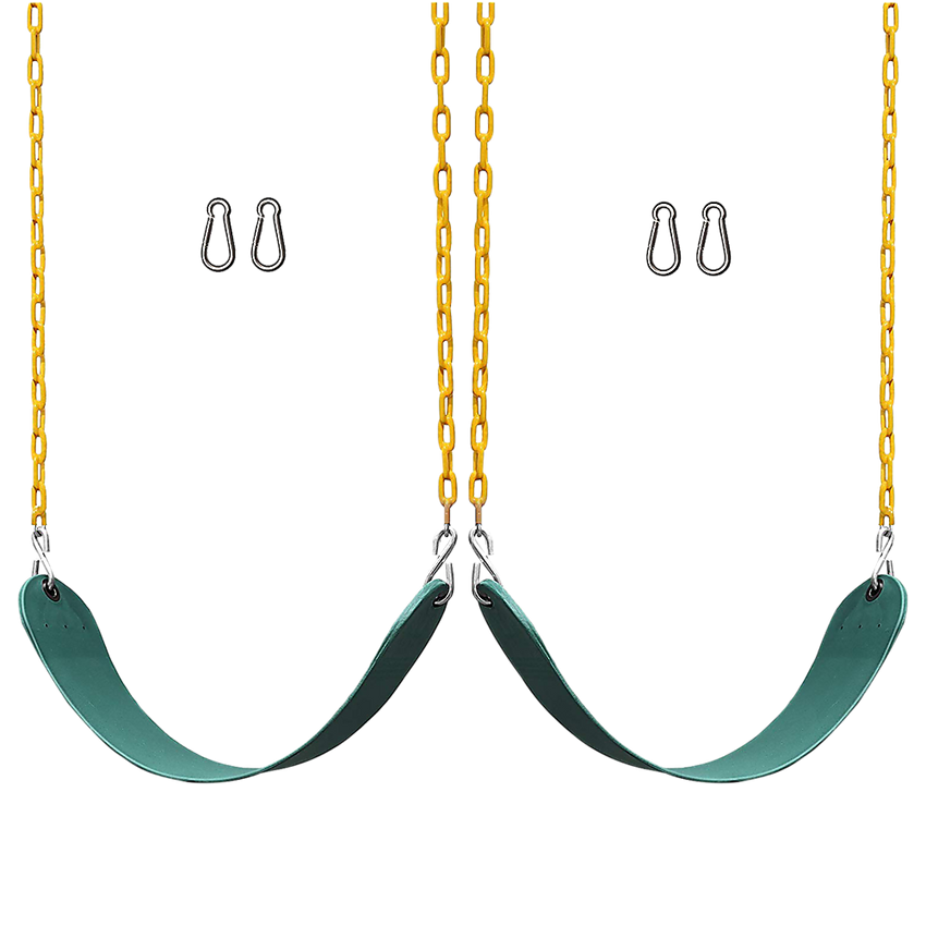 2 Pack Swings Seats Heavy Duty 66" Chain Plastic Coated Playground Swing
